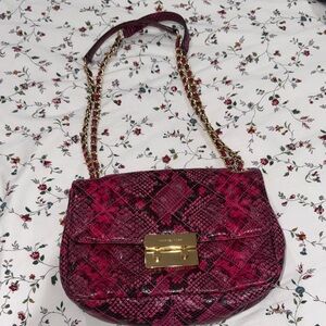 Michael Kors Magenta Snake Print Crossbody Bag